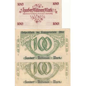 Niemcy, 100.000.000 (sto milionów) marek 1923, zestaw 3 szt.