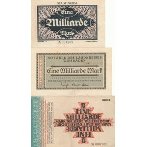 Niemcy, 1.000.000.000 (miliard) marek 1923, zestaw 3 szt.