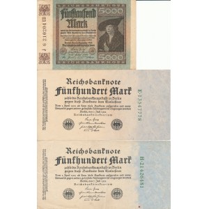 Niemcy, 5000 marek 1922, zestaw 3 szt.