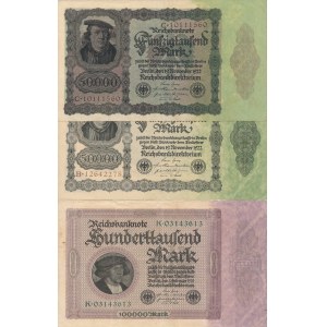 Niemcy, 50.000 1922 i 100.000 marek 1923, zestaw 2 szt.