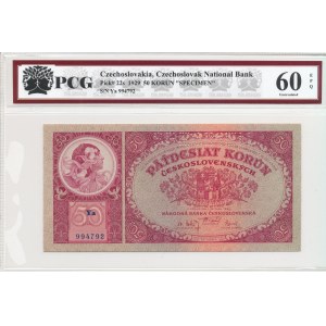 Czechosłowacja, 50 koron 1929, seria Ya, SPECIMEN