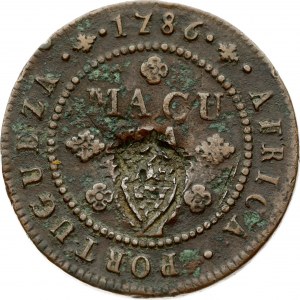 Angola 1 Macuta 1786 Maria I and Pedro III (1777-1786). Obverse: Crowned arms. Reverse...