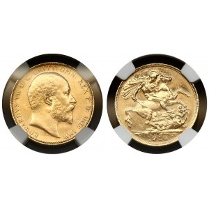 Australia 1 Sovereign 1910M Edward VII(1901-1910). Obverse: Head right. Reverse: St...