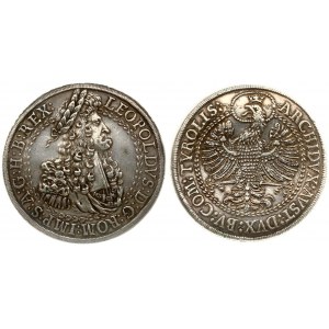 Austria 2 Thaler (1680-86) Hall. Leopold I(1657-1705). Obverse: Laureate portrait with curled wig; armour on shoulder...