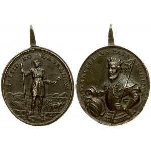 Austria Bohemia Medal (18th Century). Obverse: S. Wenceslaus Patr. Bohem. Reverse: S. Isid. Ro. Labrador. Bronze...