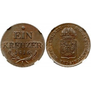 Austria 1 Kreuzer 1816 A Franz II (I)(1792-1835). Obverse: Crowned shield. Reverse: Value in German. Copper. KM 2113...