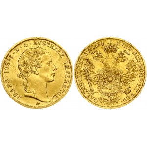 Austria 1 Ducat 1854A Franz Joseph I(1848-1916). Obverse: Laureate head right. Reverse: Crowned imperial double eagle...