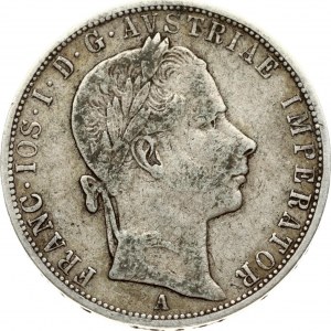 Austria 1 Florin 1858A Franz Joseph I(1848-1916). Obverse: Laureate head right. Reverse: Crowned imperial double eagle...