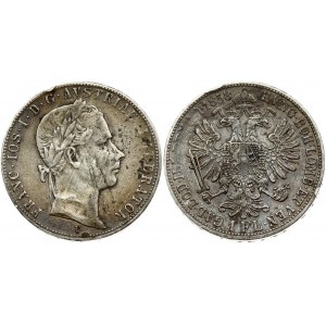 Austria 1 Florin 1858V Franz Joseph I(1848-1916). Obverse: Laureate head right. Reverse: Crowned imperial double eagle...