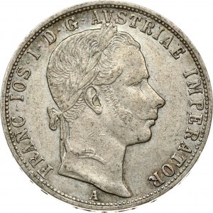 Austria 1 Florin 1859A Franz Joseph I(1848-1916). Obverse: Laureate head right. Reverse: Crowned imperial double eagle...