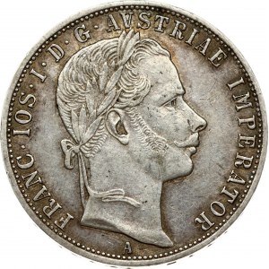 Austria 1 Florin 1860A Franz Joseph I(1848-1916). Obverse: Laureate head right. Reverse: Crowned imperial double eagle...