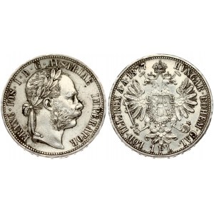 Austria 1 Florin 1877 Franz Joseph I(1848-1916). Obverse: Laureate head right. Reverse: Crowned imperial double eagle...