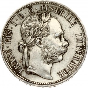 Austria 1 Florin 1877 Franz Joseph I(1848-1916). Obverse: Laureate head right. Reverse: Crowned imperial double eagle...