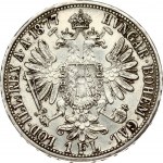 Austria 1 Florin 1877 Franz Joseph I(1848-1916). Obverse: Laureate head right. Reverse: Crowned imperial double eagle...
