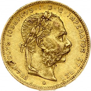Austria 8 Florins-20 Francs 1878 Joseph I(1848-1916). Obverse: Laureate head right; heavy whiskers. Reverse...