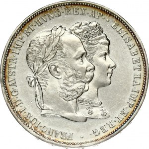 Austria 2 Gulden MDCCCLXXIX (1879) Silver Wedding Anniversary. Franz Joseph I(1848-1916). Obverse...