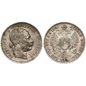 Austria 1 Florin 1880 Franz Joseph I(1848-1916). Obverse: Laureate head right. Reverse: Crowned imperial double eagle...