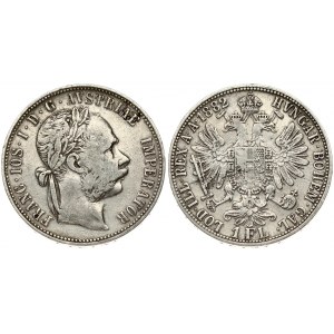 Austria 1 Florin 1882 Franz Joseph I(1848-1916). Obverse: Laureate head right. Reverse: Crowned imperial double eagle...