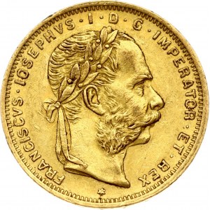 Austria 8 Florins-20 Francs 1889 Franz Joseph I(1848-1916). Obverse: Laureate head right; heavy whiskers. Reverse...