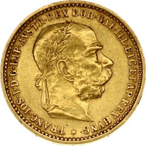 Austria 10 Corona 1905 - MDCCCCV Franz Joseph I(1848-1916). Obverse: Laureate; bearded head right. Reverse...