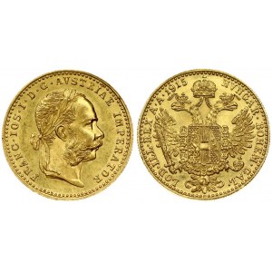 Austria 1 Ducat 1915 Restrike. Franz Joseph I(1848-1916). Obverse: Laureate head right; heavy whiskers. Reverse...