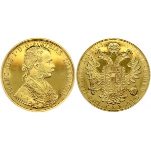 Austria 4 Ducat 1915 Restrike. Franz Joseph I(1848-1916). Obverse: Laureate; armored bust right. Reverse...