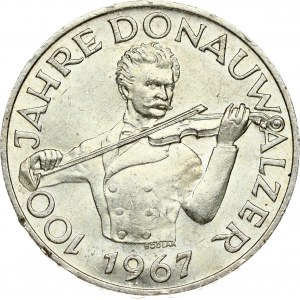 Austria 50 Schilling 1967 100th Anniversary of the Blue Danube Waltz. Obverse: Value within circle of shields. Reverse...