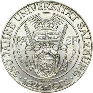 Austria 50 Schilling 1972 350th Anniversary of the Salzburg University. Obverse: Value within circle of shields...