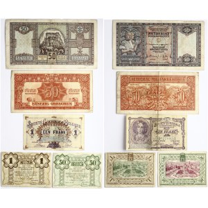 Belgium 1 Franc (1916-1944) and other Banknotes of the World. Obverse: Portrait of Queen Louise-Marie...
