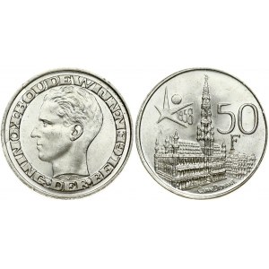 Belgium 50 Francs 1958 Brussels World Fair. Baudouin(1951-1993). Obverse: Head of Baudouin; left; within circle...