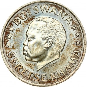 Botswana 50 Cents 1966B Independence Commemorative. Seretse Khama. Obverse: National arms with supporters...