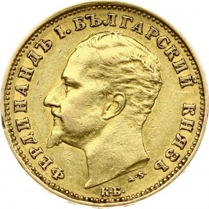 Bulgaria 20 Leva 1894KB Ferdinand I(1887-1908). Obverse: Head left. Reverse: Crowned ornate arms. Gold 6.42g...