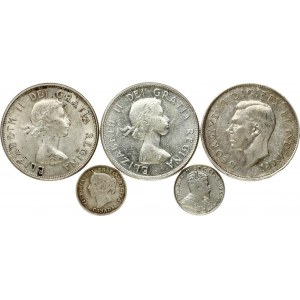 Canada 5 & 50 Cents (1901-1962). Obverse: Head left. Luareate bust right. Reverse: Denomination and date within wreath...