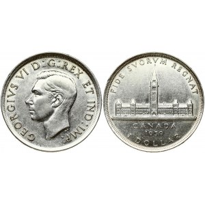 Canada 1 Dollar 1939 Royal Visit. George VI (1936-1952). Obverse: Head left. Reverse: Tower at center of building...