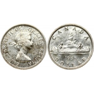 Canada 1 Dollar 1955 Voyageur. Elizabeth II(1952-).Obverse: Laureate bust right. Reverse: Voyageur...