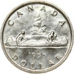 Canada 1 Dollar 1955 Voyageur. Elizabeth II(1952-).Obverse: Laureate bust right. Reverse: Voyageur...