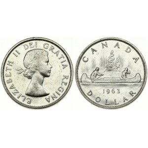 Canada 1 Dollar 1963 Voyageur. Elizabeth II(1952-). Obverse: Laureate bust right. Reverse: Voyageur...