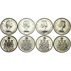 Canada 50 Cents 1963 & 1964 Elizabeth II(1952-). Obverse: Luareate bust right. Reverse...