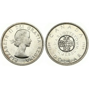 Canada 1 Dollar 1864-1964 Elizabeth II(1952-). Obverse: Laureate bust right. Reverse: Design at center...