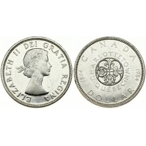 Canada 1 Dollar 1864-1964 Elizabeth II(1952-). Obverse: Laureate bust right. Reverse: Design at center...