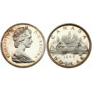 Canada 1 Dollar 1965 Voyageur. Elizabeth II(1952-).Obverse: Young bust right. Reverse: Voyageur...