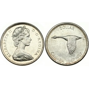 Canada 1 Dollar 1867-1967 Confederation Centennial. Elizabeth II(1952-). Obverse: Young bust right. Reverse: Goose left...