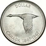 Canada 1 Dollar 1867-1967 Confederation Centennial. Elizabeth II(1952-). Obverse: Young bust right. Reverse: Goose left...