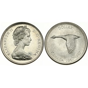 Canada 1 Dollar 1867-1967 Confederation Centennial. Elizabeth II(1952-). Obverse: Young bust right. Reverse: Goose left...