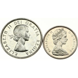 Canada 50 Cents 1967 Confederation Centennial & 1 Dollar 1858-1958 British Columbia. Elizabeth II(1952-). Obverse...