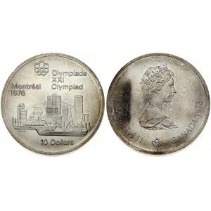 Canada 10 Dollars 1973 1976 Montreal Olympics. Elizabeth II(1952-). Obverse: Young bust right; small maple leaf below...