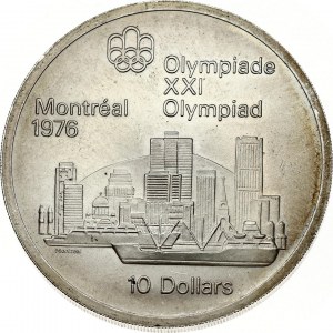 Canada 10 Dollars 1973 1976 Montreal Olympics. Elizabeth II(1952-). Obverse: Young bust right; small maple leaf below...