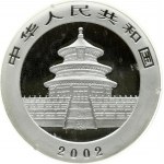 China 10 Yuan 2002 Panda Obverse: Temple of Heaven. Reverse: Panda in forest of bamboo. Edge Reeded. Silver. KM 1365...
