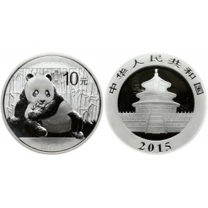 China 10 Yuan 2015 Panda Obverse: Temple of Heaven. Reverse: Panda Bear eating a stalk of bamboo. Edge Reeded. Silver...
