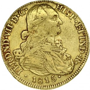 Colombia 8 Escudos 1815P JF Ferdinand VII(1808-1833). Obverse: Uniformed bust of Charles IV right. Obverse Legend...